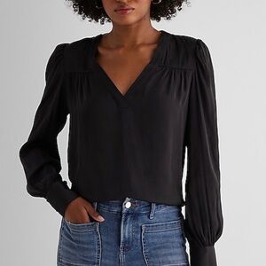 Express long sleeve, v-neck, puff sleeve top